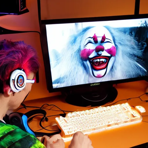 Gato como jogador de transmissão ao vivo de videogame usa computador pc  para entretenimento arte gerada por rede neural