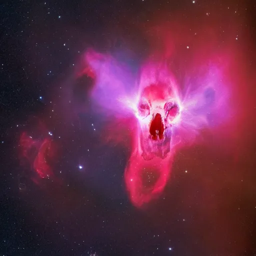 Image similar to photograph of a skull nebulae taken by the James webb telescope