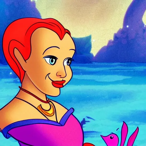 Image similar to ghandi as the little mermaid, cartoon, disney