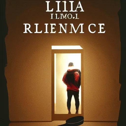 Image similar to poster for a short dramatic film called'liminal'about 4 young male roommates that discover a hidden tiny wooden door in their apartment. the poster follows the concept of liminality and the center element is the tiny wooden door. movie poster, advertisement, high detail, sharp, trending on artstation