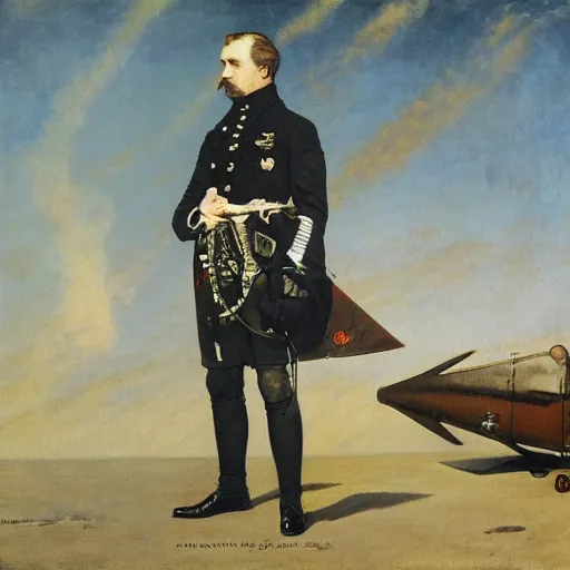 Prompt: zeppelin pilot by alfred stevens