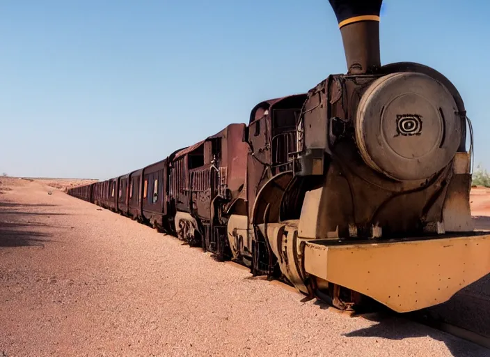 Prompt: riding the mauritania iron train