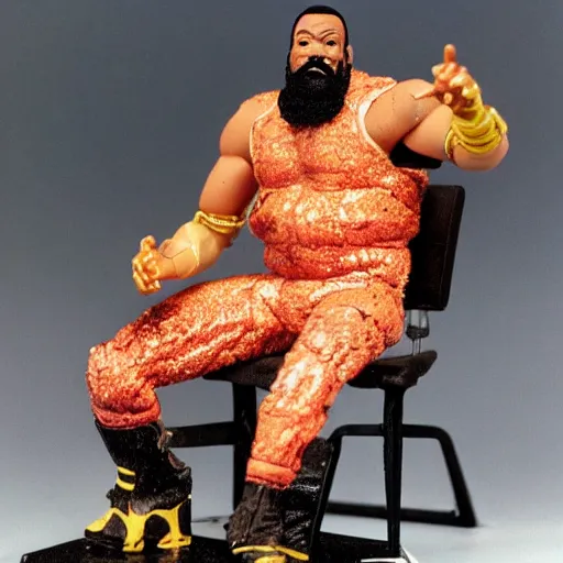 Prompt: mr. t action figure melting in acid, detailed facial expressions, 1 9 8 0 s aesthetic