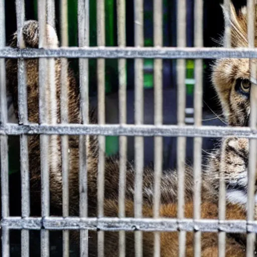 Image similar to a furry behind bars at the zoo