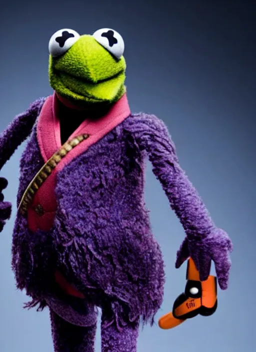 Prompt: studio portrait still of muppet!!!!! nick fury the winter soldier in avengers endgame!!!!!! as a muppet muppet as a muppet, 8 k, studio lighting, key light,