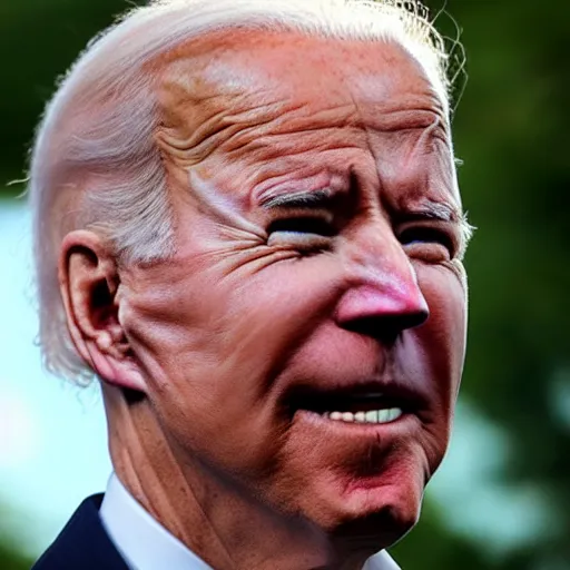 Image similar to joe biden, purple and green hair