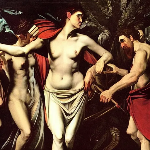 Image similar to circe of the odyssey, art by caravaggio