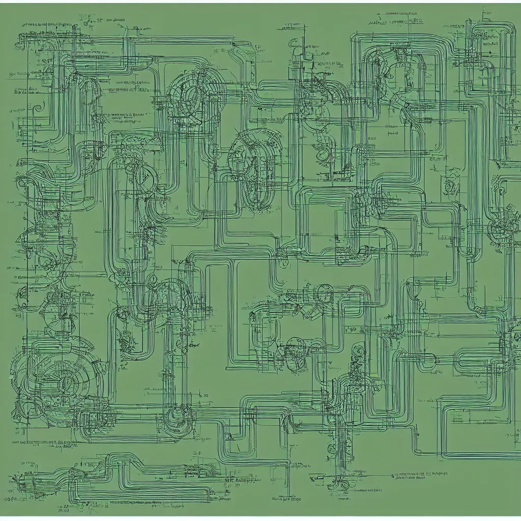 Prompt: a technical blueprint diagram of an artificial plant, high quality, natural