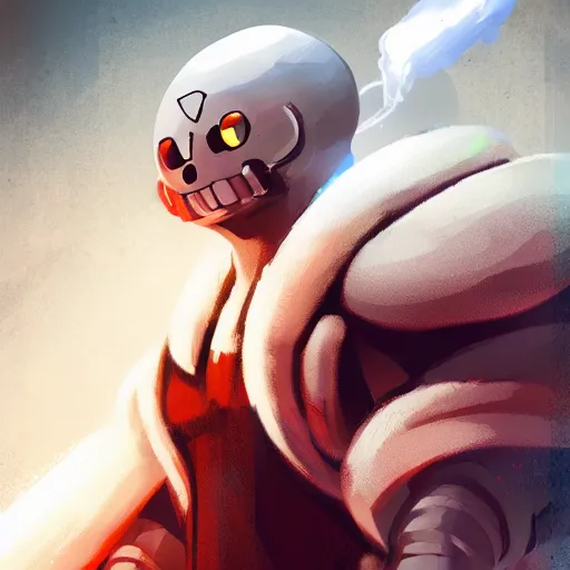 Image similar to super powerful sans, speedy pose, character portrait, undertale, fan art, alternate universe, epic, cool, awesome, digital art, by marco bucci and greg rutkowski, sharp focus, detailed, cinematic, chaotic