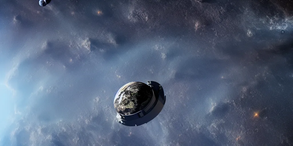 Image similar to a view of low earth orbit, the black void of outer space is visible, photograph, space, cinematic, 4 k, detailed, satellite imagery, beautiful view