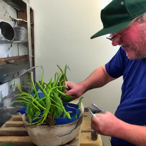 Prompt: Doug Mountjoy potting an onion in the middle pocket