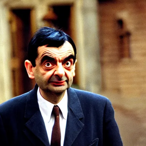 Prompt: Mr Bean leaving the scene of a crime