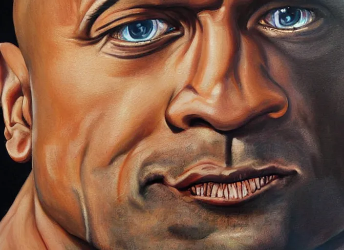Prompt: a highly detailed beautiful painting of dwayne the rock johnson, by albuquerque, rafael