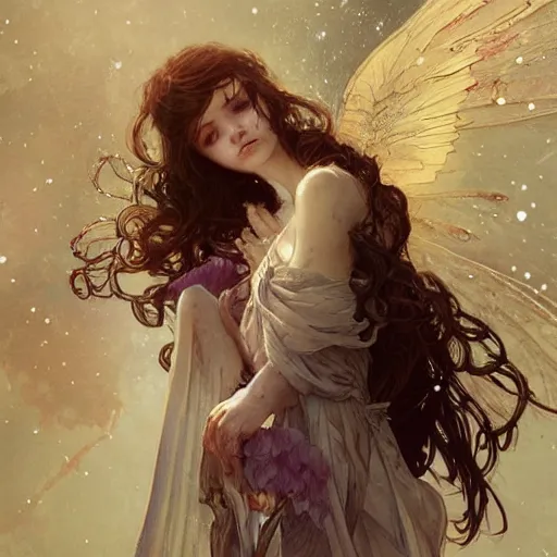 Image similar to beautiful angelic seductive fairy, fantasy, intricate, cinematic lighting, highly detailed, digital painting, artstation, smooth, sharp focus, illustration, art by Akihiko Yoshida, Greg Rutkowski and Alphonse Mucha, by Pixar