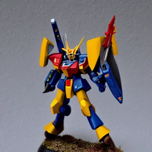 Prompt: Tau Gundam, painted warhammer 40k miniature