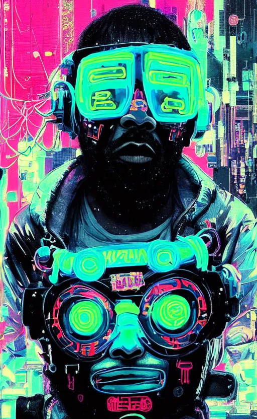 Image similar to detailed Method Man portrait Neon Operator, cyberpunk futuristic neon, reflective puffy coat, decorated with traditional Japanese ornaments by Ismail inceoglu dragan bibin hans thoma !dream detailed portrait Neon Operator Girl, cyberpunk futuristic neon, reflective puffy coat, decorated with traditional Japanese ornaments by Ismail inceoglu dragan bibin hans thoma greg rutkowski Alexandros Pyromallis Nekro Rene Maritte Illustrated, Perfect face, fine details, realistic shaded, fine-face, pretty face