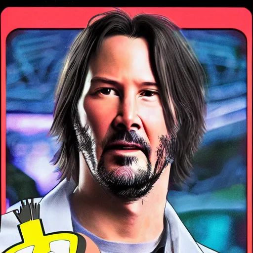 Image similar to keanu reeves in a pokemon card 4 k detailed super realistic