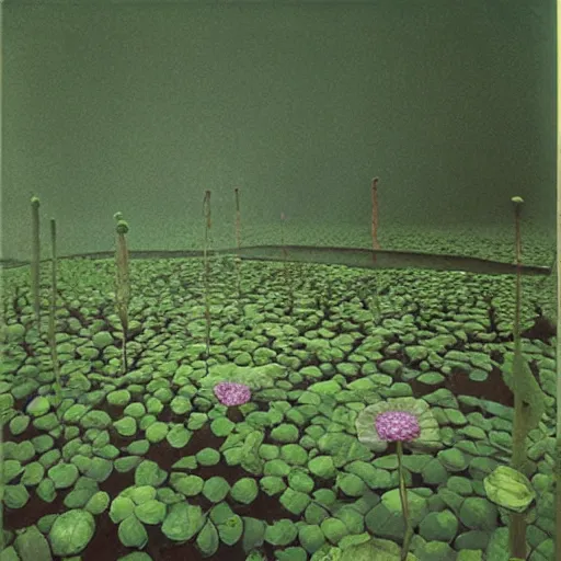 Image similar to wet dark green exotic garden by Rinko Kawauchi, Saudek, Beksinski