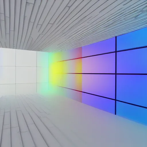 Image similar to array of translucent walls in wide abstract space, raytracing, 5 5 mm