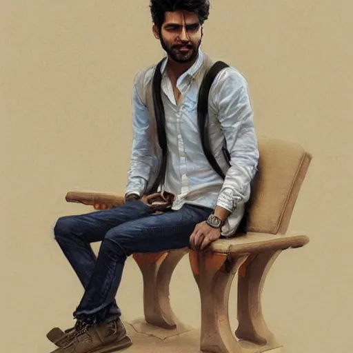 Image similar to Anxious good looking pale young Indian doctors wearing jeans and shirts at the airport, portrait, elegant, intricate, digital painting, artstation, concept art, smooth, sharp focus, illustration, art by artgerm and greg rutkowski and alphonse mucha