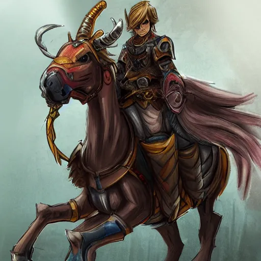 Image similar to Link on Horse biopunk style concept art