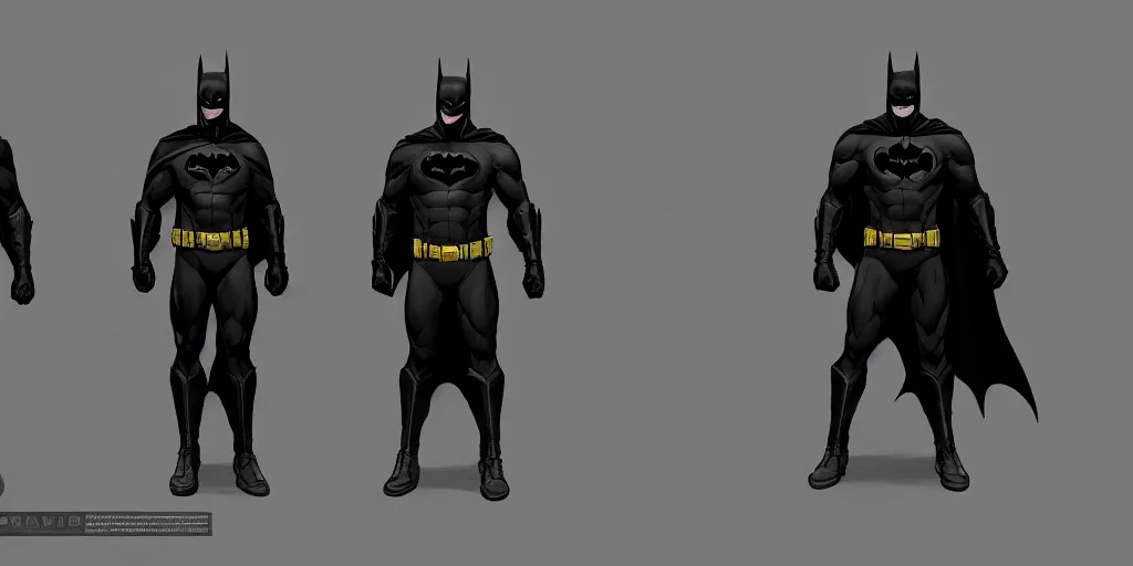 Image similar to batman bruce wayne, character sheet, concept design, contrast, kim jung gi, greg rutkowski, zabrocki, karlkka, jayison devadas, trending on artstation, 8 k, ultra wide angle, pincushion lens effect