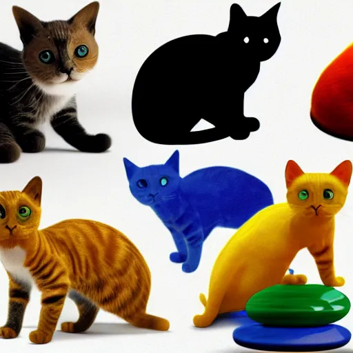 Prompt: a series of four pictures of different colored cats, computer graphics by hanns katz, pixabay contest winner, photorealism, quantum wavetracing, # myportfolio, macro photography