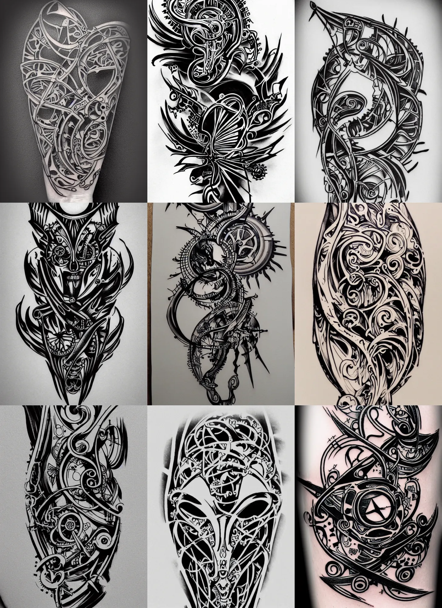 Tattoo Vector Designs Sketch. Designer Isolated Element For Ideas  Decorating The Body Of Women, Men And Girls Arm, Leg And Other Body Parts.  Abstract Illustration. Royalty Free SVG, Cliparts, Vectors, and Stock