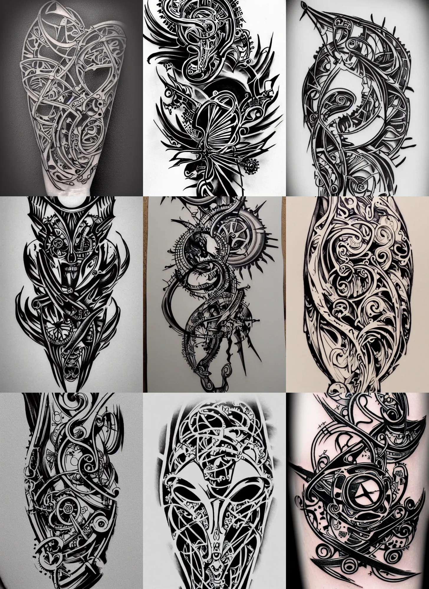 Tattoo Design Stencil biomechanical, Stable Diffusion