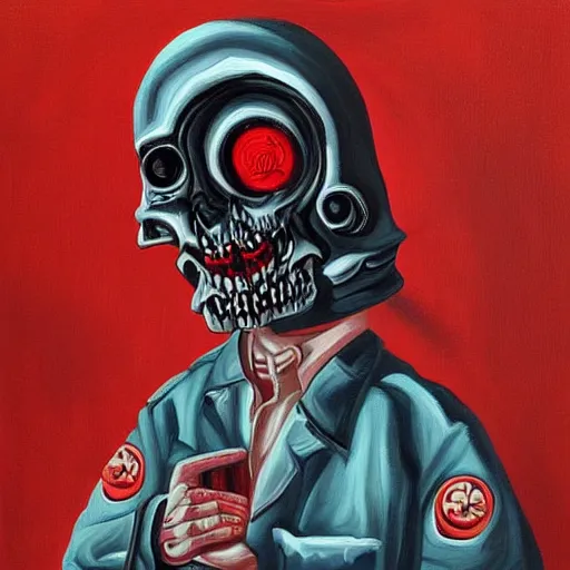 Prompt: horror vibe painting, retro style by chad keith instagram