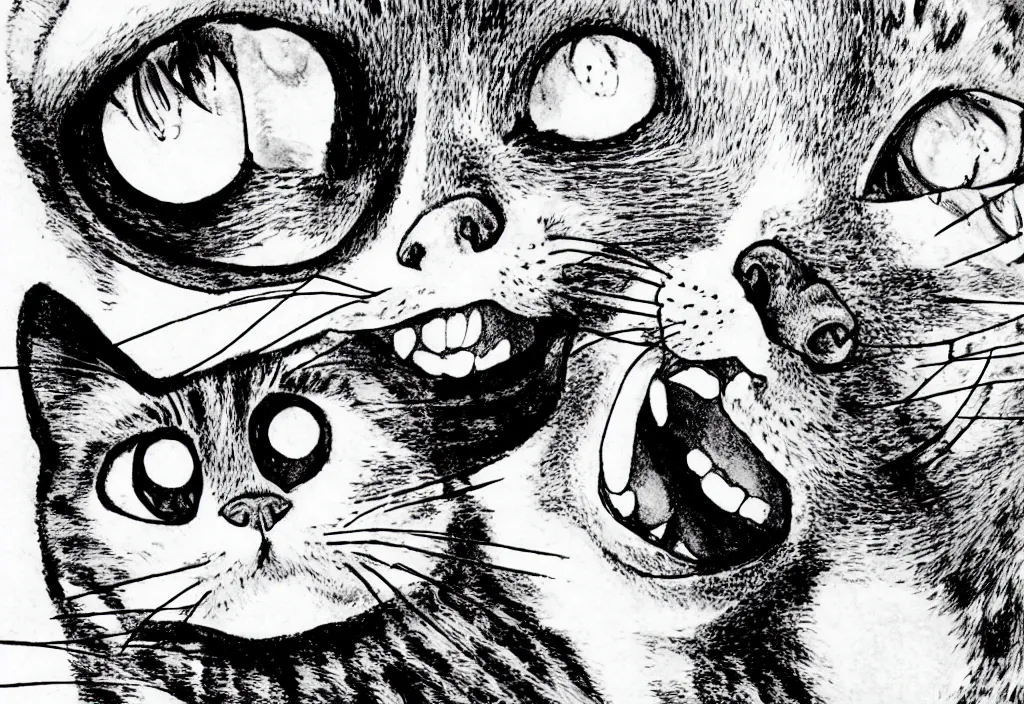 Image similar to smiling cat by junji ito