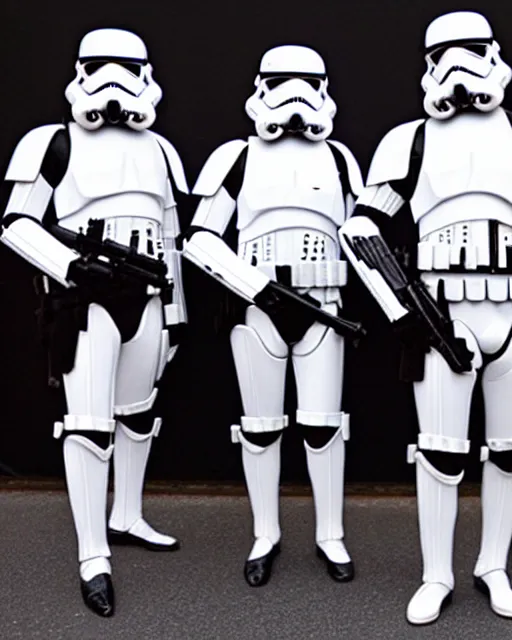 Image similar to stormtroopers wearing white kilts and black pointe shoes