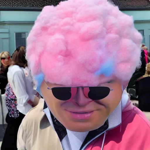 Image similar to photo of cotton candy that looks like boris johnson