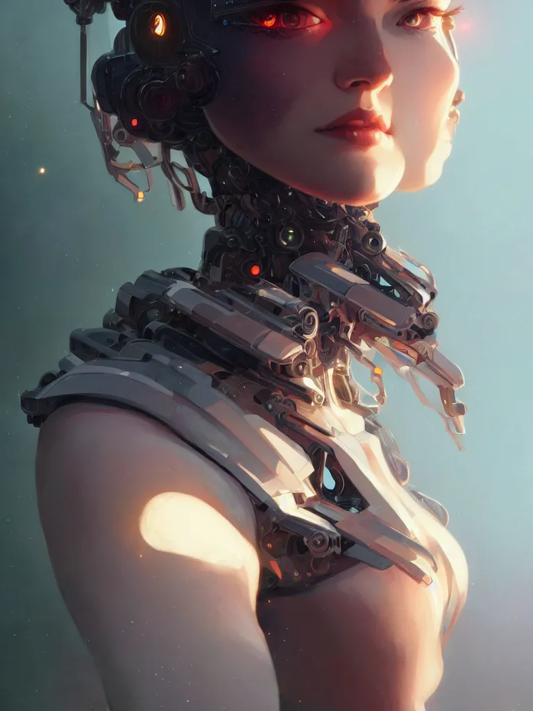 Prompt: a beautiful cyborg girl, fantasy, portrait, sharp focus, intricate, elegant, digital painting, artstation, matte, highly detailed, concept art, illustration, ambient lighting, art by ilya kuvshinov, artgerm, Alphonse mucha, and Greg Rutkowski