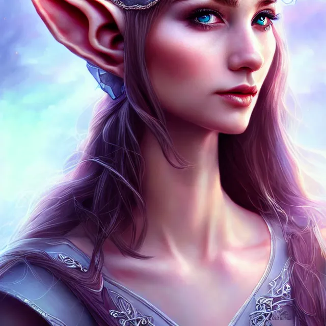 Image similar to beautiful elf queen, highly detailed, 4 k, hdr, smooth, sharp focus, high resolution, award - winning photo, artgerm, photorealistic