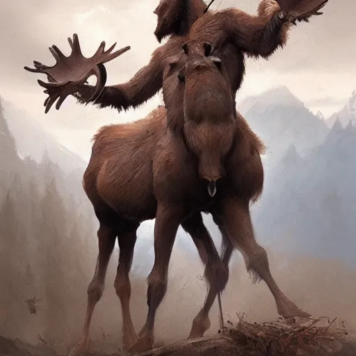 Image similar to moose centaur moose faun by greg rutkowski