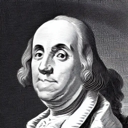 Prompt: benjamin franklin head on a snail body meme