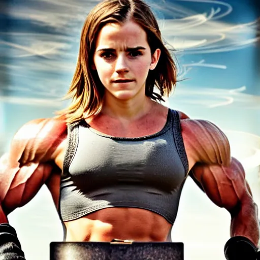 Image similar to first photos of 2 0 2 4 female 3 0 0 remake - muscular emma watson as leonidas, put on 1 0 0 pounds of muscle, looks different, steroids, hgh, ( eos 5 ds r, iso 1 0 0, f / 8, 1 / 1 2 5, 8 4 mm, postprocessed, crisp face, facial features )