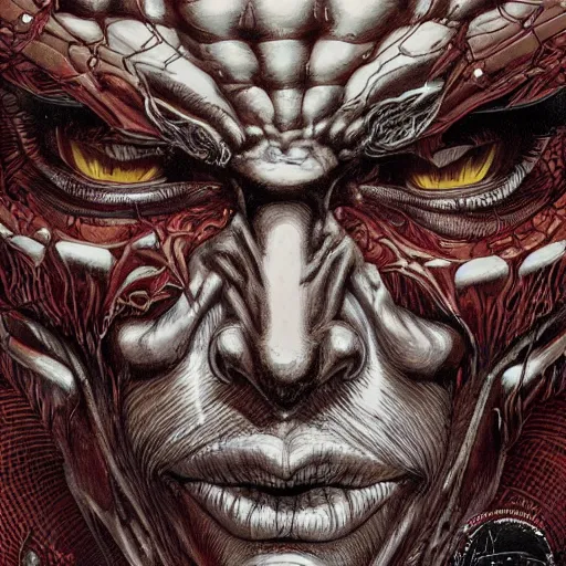 Prompt: portrait closeup of crazy captain hook, galleons around, symmetrical!!!, hyper detailed, by yoichi hatakenaka, masamune shirow, josan gonzales and dan mumford, ayami kojima, takato yamamoto, barclay shaw, karol bak, yukito kishiro