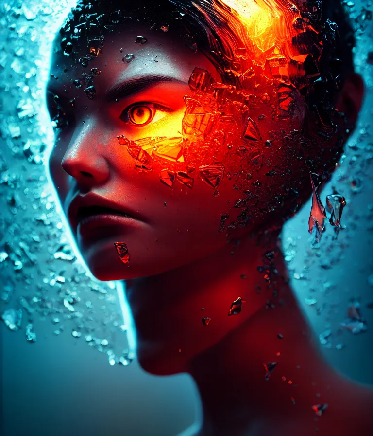 Prompt: impressive ominous cinematic fine portrait photo of a angle rigid shattered crystal volumetric dynamic fluid simulation lighting impressive masterpiece hyper ultra detailed intricate sharp focus 8 k realistic illustration canon eos r 3 fujifilm x - t 3 0 sony alpha, by james gurney tooth wu artgerm colorful, trending on artstation, cgsociety, octane render nvidia raytracing demo