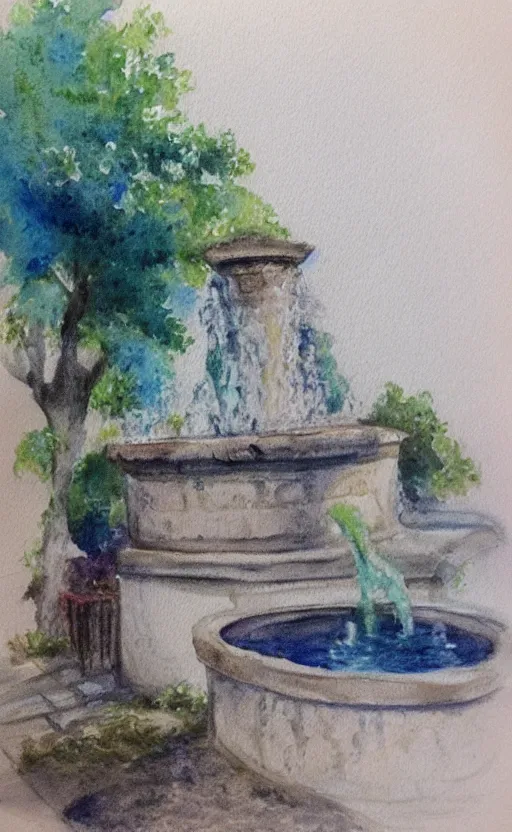 Image similar to Fountain Watercolor sketch, highly detailded