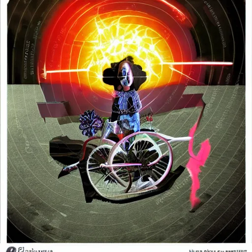 Image similar to bicycle turret lady plane grown face bin shooting laser plastic rock eating salad warned, collage artwork