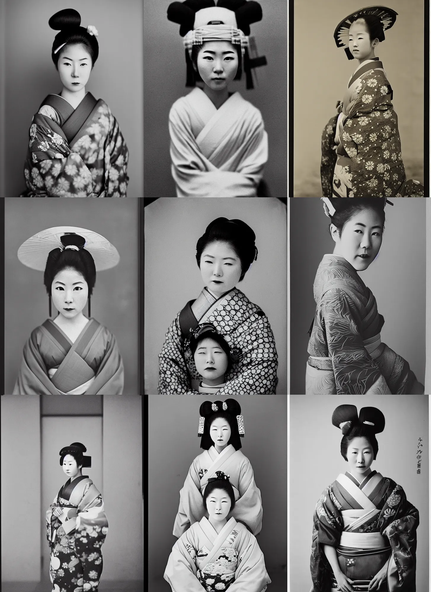 Prompt: Portrait Photograph of a Japanese Geisha Fortepan 200