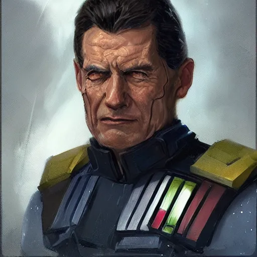 Image similar to portrait of a man by greg rutkowski, old admiral jagged fel, star wars expanded universe, he is about 6 0 years old, wearing uniform of the galactic alliance navy, highly detailed portrait, digital painting, artstation, concept art, smooth, sharp foccus ilustration, artstation hq