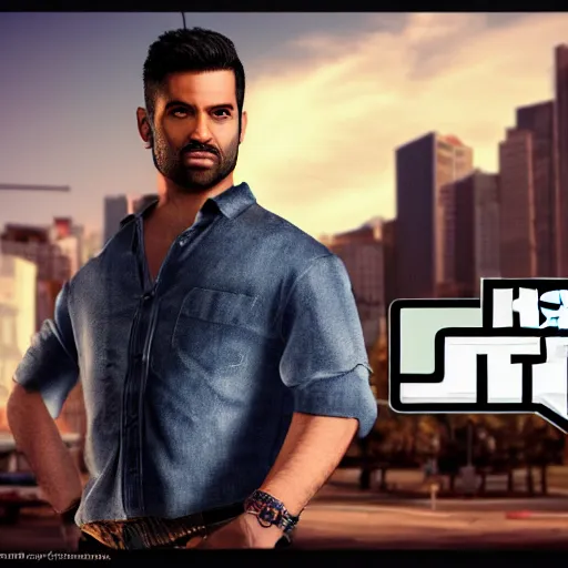 Image similar to !dream hasan as a GTA style character on a loading screen, 4k, high detail, high-resolution photograph, professional photography, ultra-detail