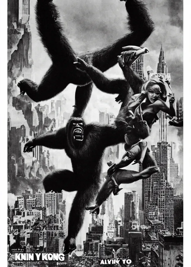 Image similar to king kong in attack of the 5 0 ft woman movie poster print