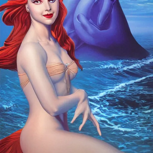 Prompt: detailed painting of little mermaid from disney by alex ross