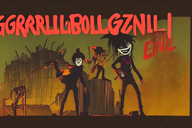 Image similar to gorillaz, elden ring, advertisement