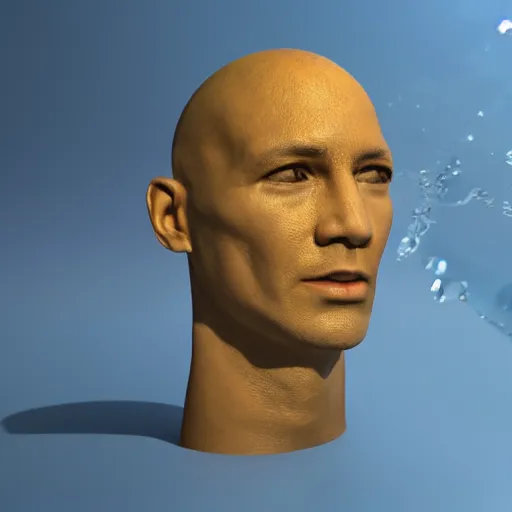 Image similar to small logo icon of a human head made of water, water manipulation, hyper realistic, ray tracing, realistic water splashes, sharp focus, 8 k resolution