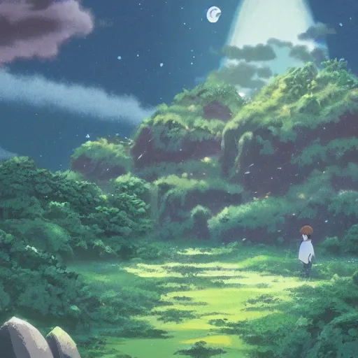 Image similar to landscape of the eternal rest, in the style of studio ghibli, award - winning, 4 k